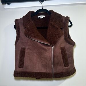 Brown Sherpa-Lined Kids Vest